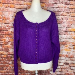 Vintage Y2K Stratosphere Cropped Soft Purple Wool Blend Button Down Car…